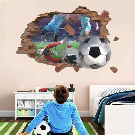 KAIRNE 3D Football Wall Sticker,Wall Stickers for Boys Bedroom,Football ...