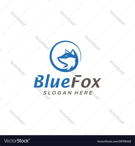 Blue fox logo design inspirations head Royalty Free Vector