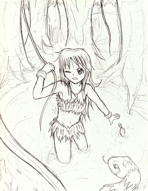 Jungle Girl Quicksand Sketch Coloring Page