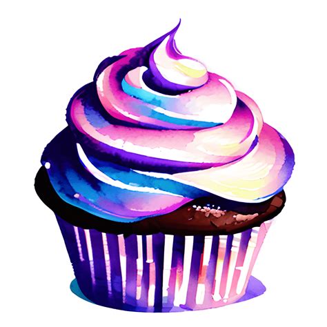 Watercolor Cupcake with Delicious Swirl of Frosting · Creative Fabrica