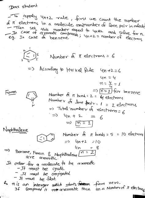 In Huckels rule,(4n+2) electrons for Aromatic Compounds what does this " n " - Chemistry ...