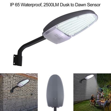 Outdoor LED Street Light 2500LM Dusk To Dawn-Sensor Waterproof Security ...