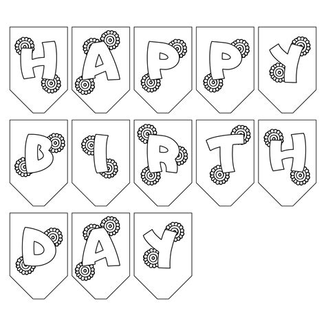 Happy Birthday Banners Outline - 10 Free PDF Printables | Printablee