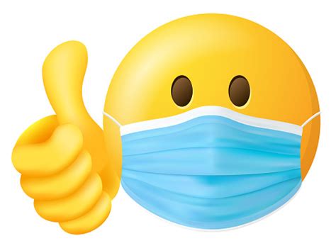 Emoji Smiley With Medical Doctor Mask And Thumbs Up Vector Symbol Isolated Stock Illustration ...