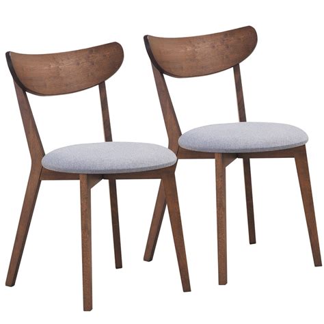 Set of 2 Dining Chair Upholstered Curved Back Side Chair with Solid Wooden Legs - Walmart.com
