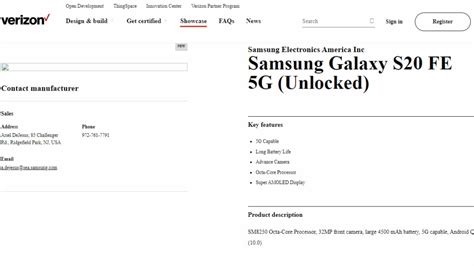 Samsung Galaxy S20 FE 5G Briefly Listed on Company, Verizon Websites Ahead of Launch ...