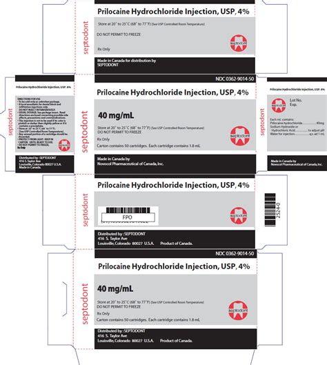 Prilocaine Hydrochloride (Septodont Inc.): FDA Package Insert