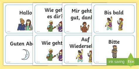 Greetings A5 Flashcards German (teacher made) - Twinkl