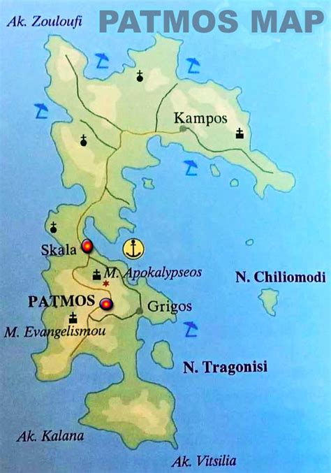 Map of Patmos. political and physical maps