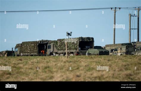 The British army vehicles prepared for a military exercise Stock Photo ...