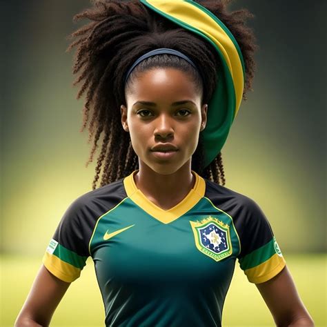 Premium AI Image | realistic photo female soccer player black brazilian alliance alliance park ...