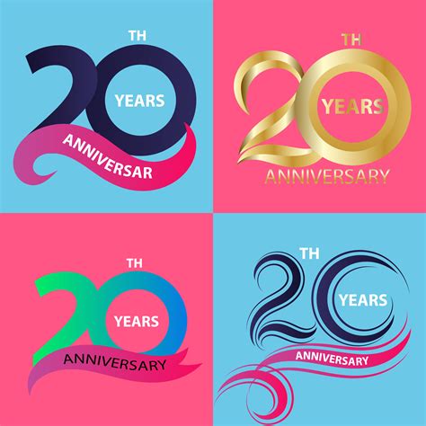 set 20th anniversary sign and logo celebration symbol 535720 Vector Art at Vecteezy