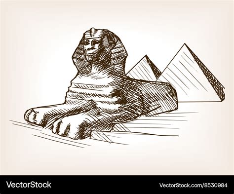 Egypt sphinx pyramid sketch Royalty Free Vector Image