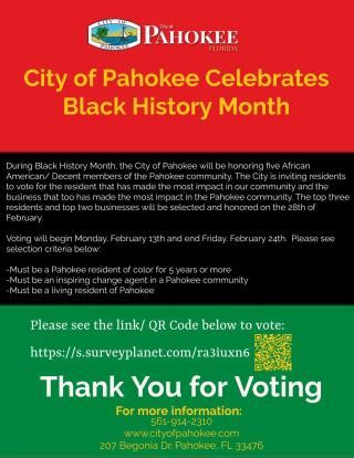 Black History Month Community Nominations | Pahokee FL