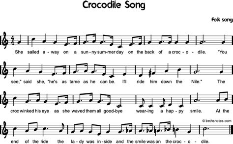 Crocodile Song - Beth's Notes