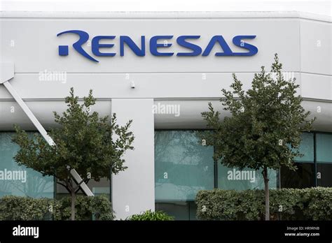 A logo sign outside of a facility occupied by the Renesas Electronics ...