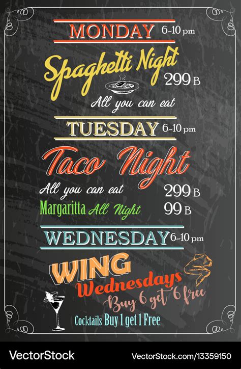 Restaurant food menu design with chalk board Vector Image