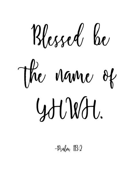 land of honey: Blessed be the Name of YHWH Printable