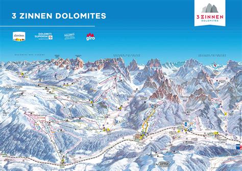 3 Zinnen Dolomites - Plan des pistes de ski 3 Zinnen Dolomites