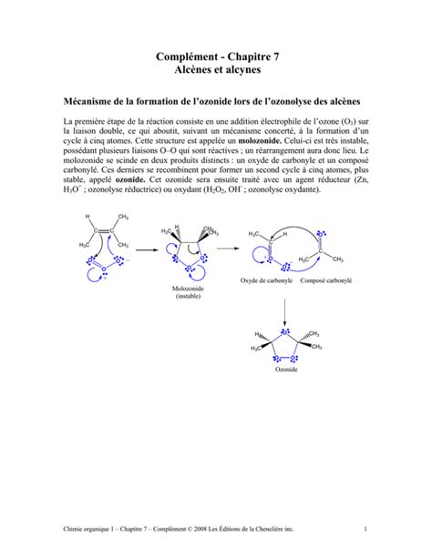 Mécanisme de la formation de l`ozonide