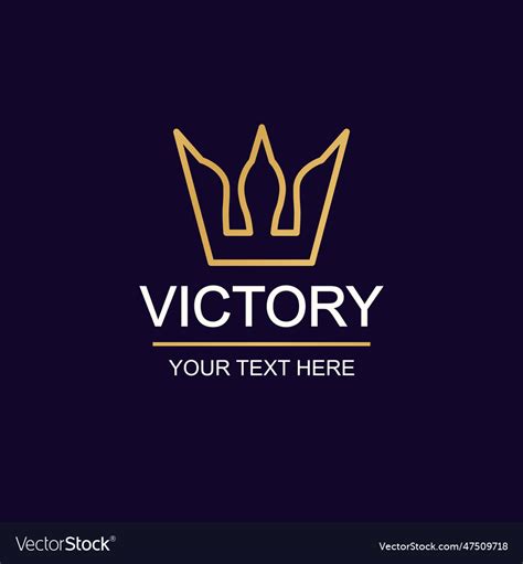 Victory crown emblem gold style Royalty Free Vector Image