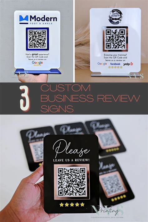 Business Review QR Code Sign, Social Media QR code Display, Facebook Google Link, Salon ...