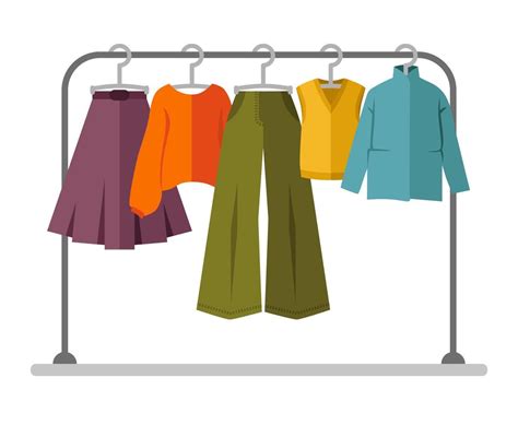 Vector illustration, set of clothes on a hanger. Clothing store, autumn ...