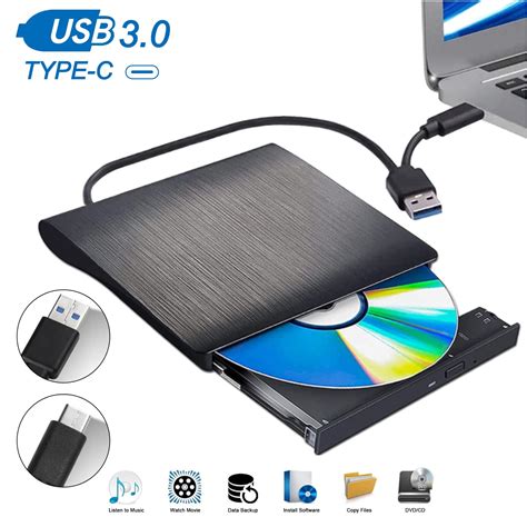 Lychee USB 3.0 Type C External DVD Drive, CD/DVD Burner for PC, Mac ...