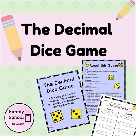 Practicing Decimal Place Value: The Decimal Dice Game | Place value ...