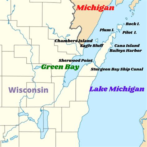 Map Of Door County Lighthouses