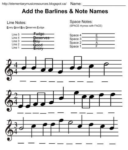 Bar Lines Music Theory : How To Add Bar Lines Exercises For All Grades ...