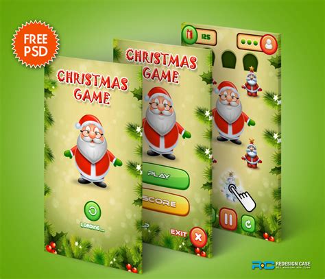 Christmas Game App PSD for Mobile UI