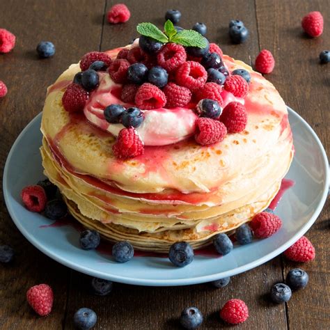 Mixed Berry Pancakes with Cream Recipe