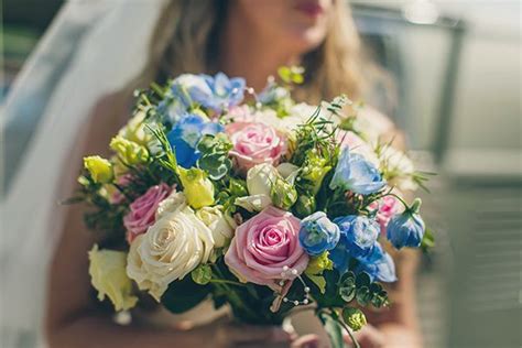 Charming Homemade Pink & Blue Wedding at Wentworth Castle Gardens | Bridal bouquet blue, Pink ...