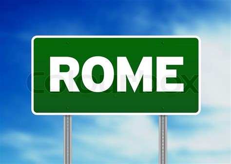 Green Road Sign - Rome, Italy | Stock image | Colourbox