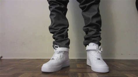 Nike Air Force 1 Mid White On Feet - YouTube