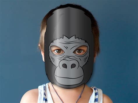 Gorilla Masks Printable Color Coloring, Paper DIY for Kids and Adults. PDF Template. Instant ...