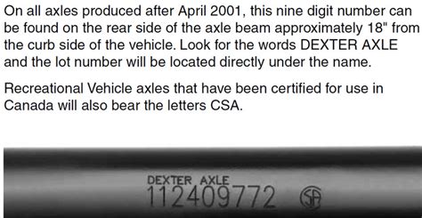 Dexte Axle Identification