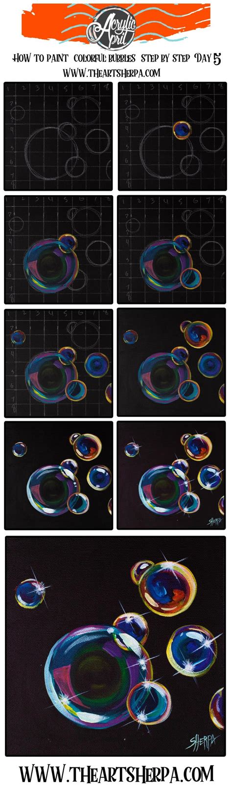 Easy Colorful Bubbles Daily Painting Step By Step Acrylic Tutorials Day ...