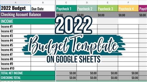 2022 DIGITAL BUDGET TEMPLATE | GOOGLE SHEETS BUDGET | BUDGET BY ...