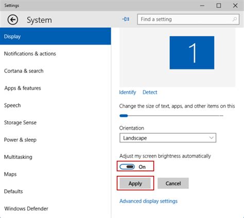 Adjust Brightness Automatically in Windows 10