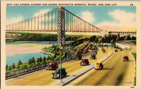 WEST SIDE HIGHWAY and George Washington Bridge, New York City, Postcard ...