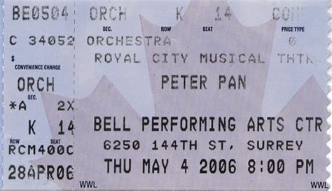 Peter Pan The Musical ticket stub | Flickr - Photo Sharing!