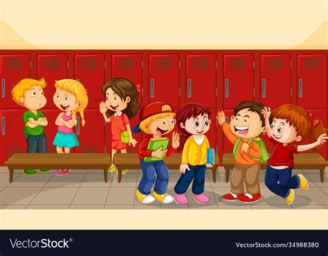 Children talking with their friends with school Vector Image