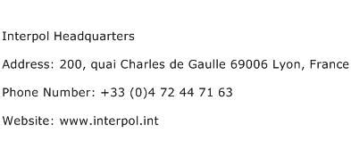 Interpol Headquarters Address, Contact Number of Interpol Headquarters