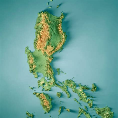Philippines 3D Render Topographic Map Color Border Digital, 49% OFF