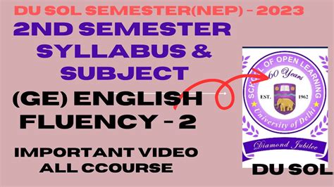 SOL 2ND SEMESTER:English fluency - 2(GE) subject & syllabus - YouTube