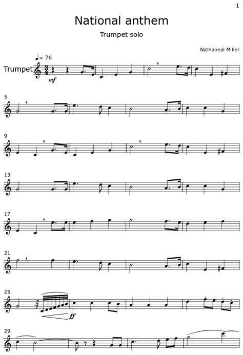 National anthem - Sheet music for Trumpet