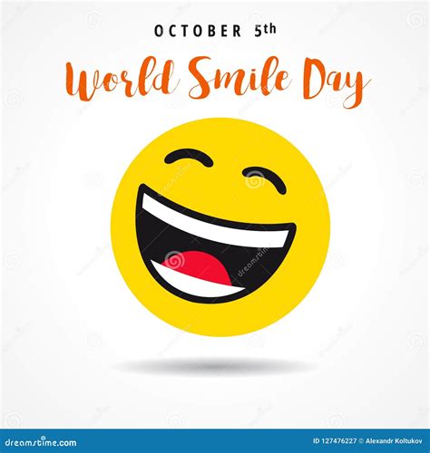 World Smile Day October 5th Banner with Big Smiling Emoticon Stock Vector - Illustration of ...