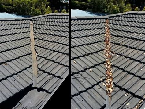 A great before and after image of a gutter cleaning job completed by Gutter-Vac Adelaide Central ...